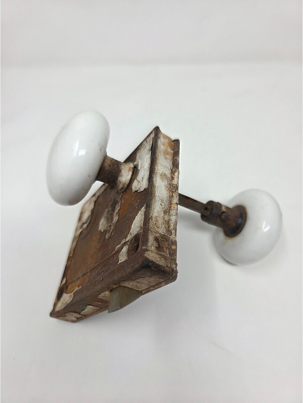 Antique Rim Lock White Porcelain Door Knobs Set Victorian Farmhouse Salvage